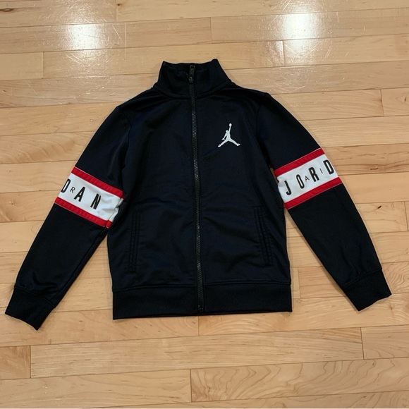 Nike Jordan little boys size 7 black zip up athletic sweatshirt track jacket - Picture 1 of 4